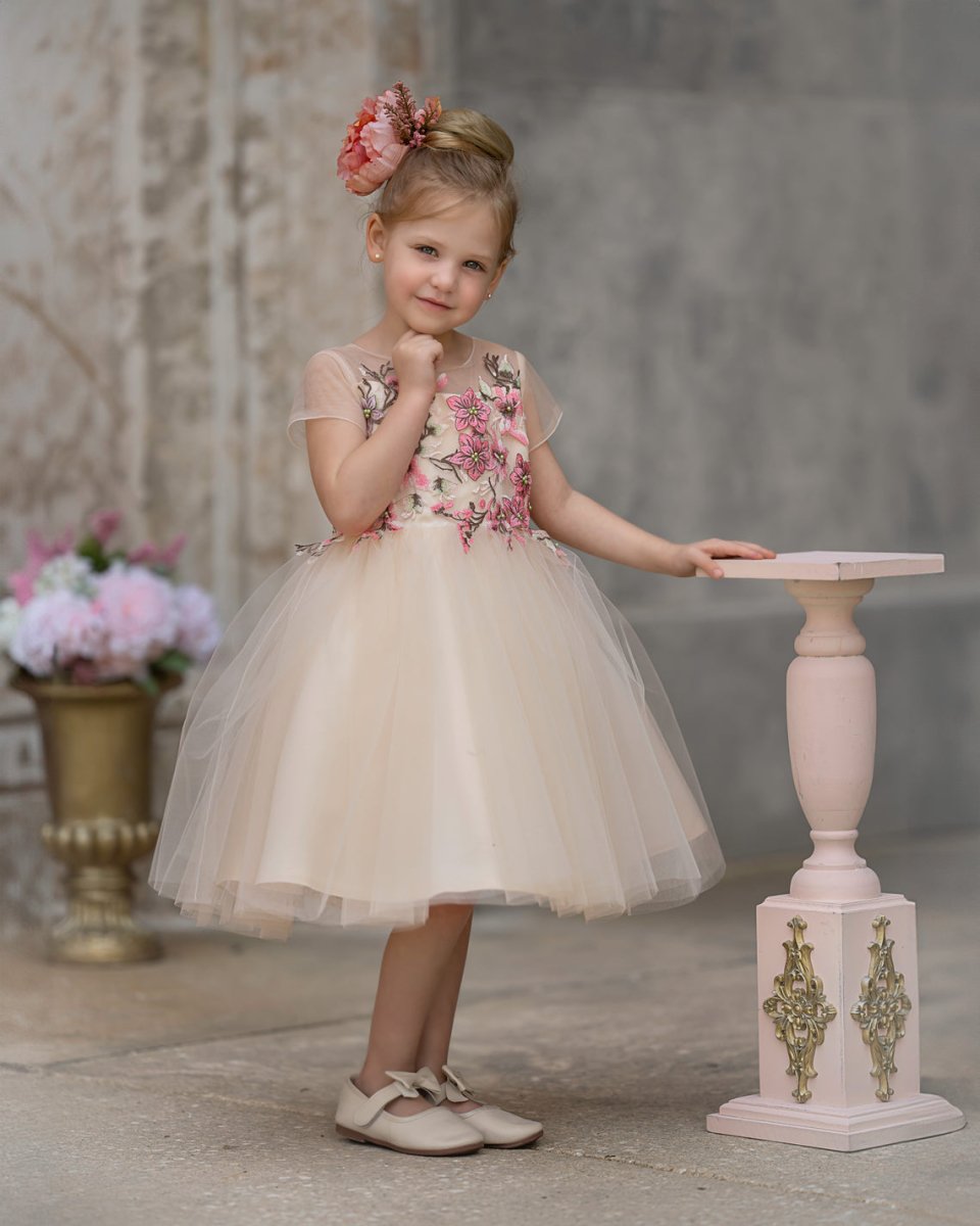 NumberSea - A - line Tulle Knee - length Flower Girl Dress