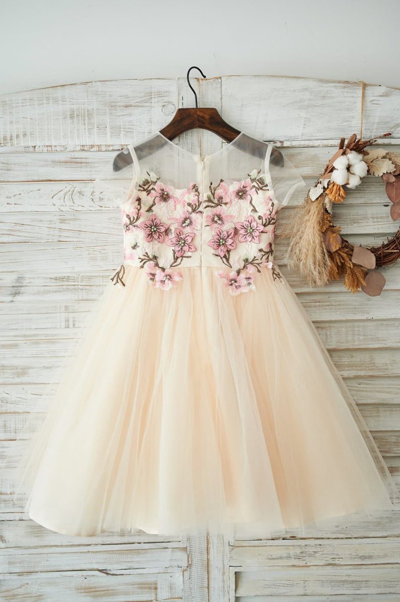 NumberSea - A - line Tulle Knee - length Flower Girl Dress