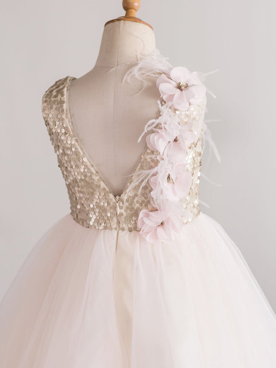 NumberSea - A - line Tulle Tea - length Pearl Pink Dress (010226992)