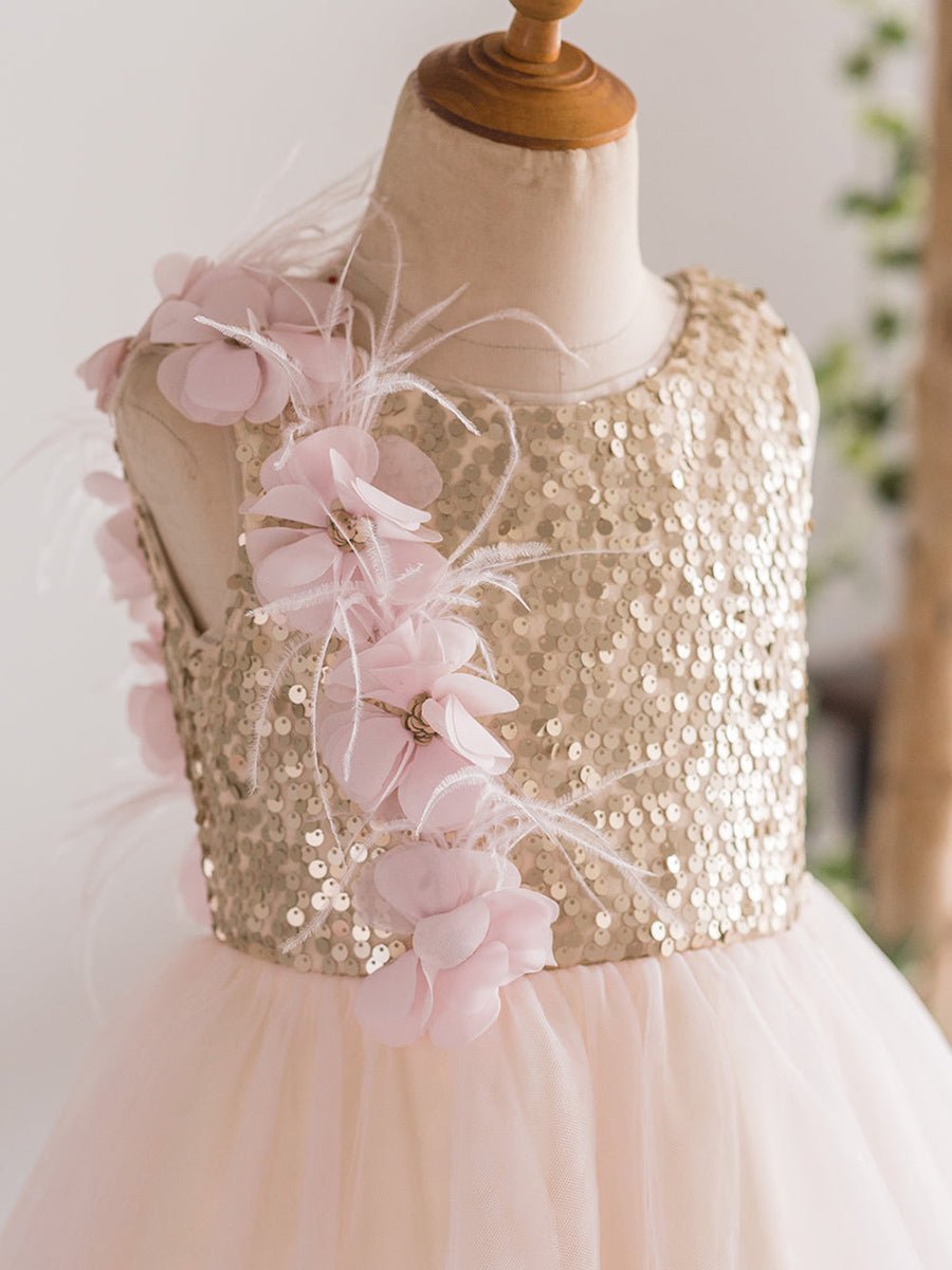 NumberSea - A - line Tulle Tea - length Pearl Pink Dress (010226992)