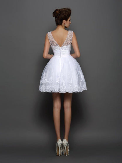 NumberSea - A - Line/Princess Bateau Pearls Sleeveless Short Elastic Woven Satin Cocktail Dresses