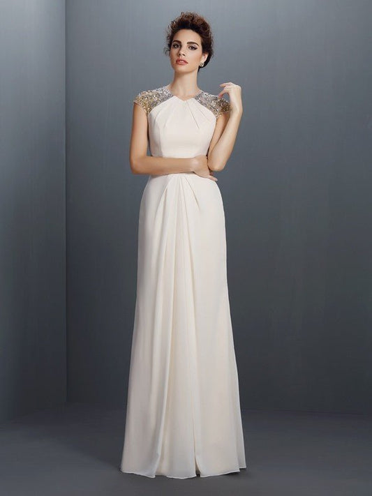 NumberSea - A - Line/Princess Jewel Beading Sleeveless Long Chiffon Dresses