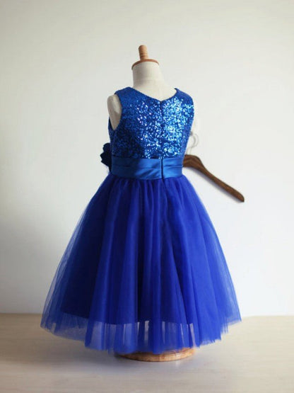 NumberSea - A - line/Princess Jewel Sleeveless Hand - Made Flower Tulle Long Dresses