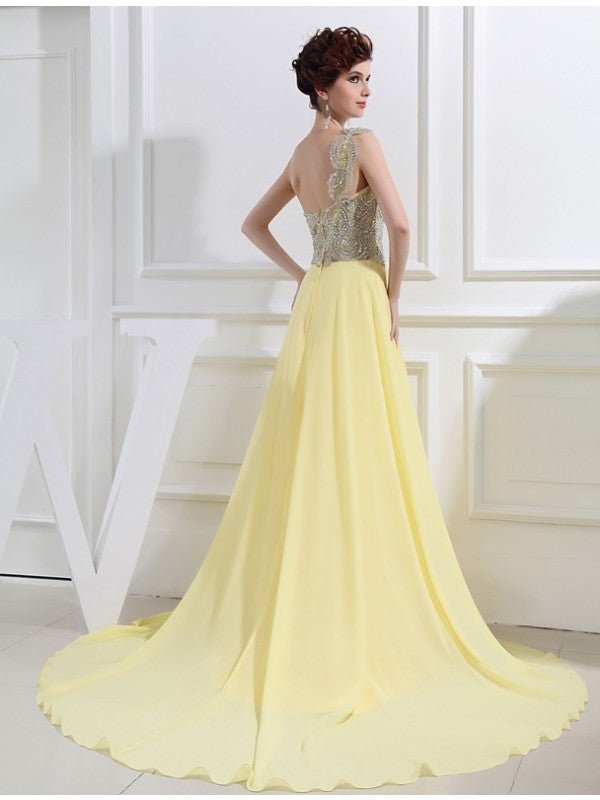 NumberSea - A - Line/Princess One - shoulder Beading Appliques Chiffon Dresses