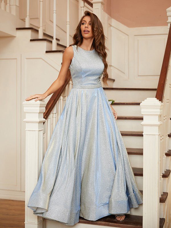 NumberSea - A - Line/Princess Ruffles Scoop Sleeveless Floor - Length Dresses