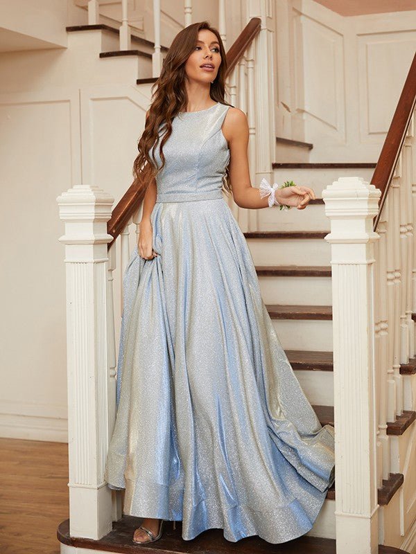 NumberSea - A - Line/Princess Ruffles Scoop Sleeveless Floor - Length Dresses