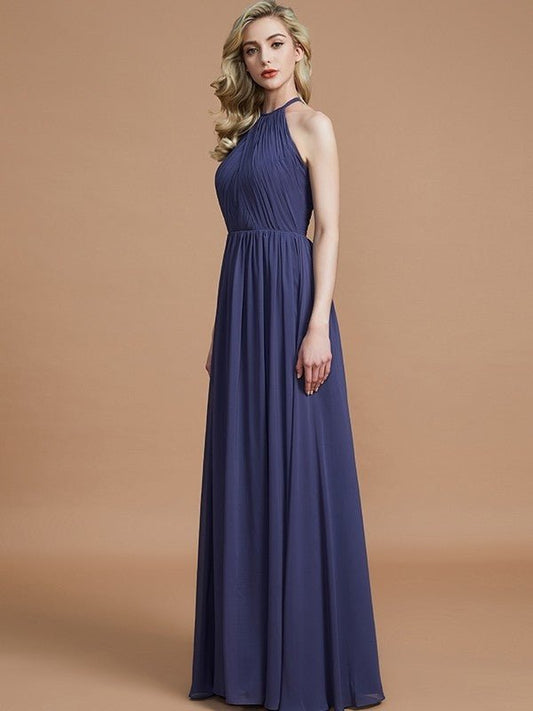 NumberSea - A - Line/Princess Scoop Chiffon Sleeveless Floor - Length Bridesmaid Dresses