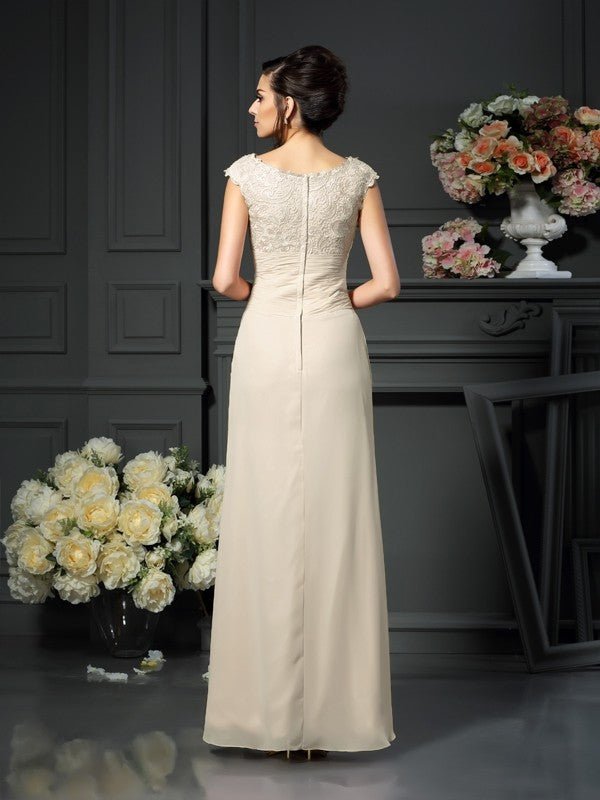 NumberSea - A - Line/Princess Scoop Lace Sleeveless Long Chiffon Mother of the Bride Dresses