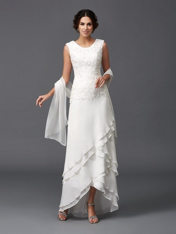 NumberSea - A - Line/Princess Scoop Lace Sleeveless Long Chiffon Mother of the Bride Dresses