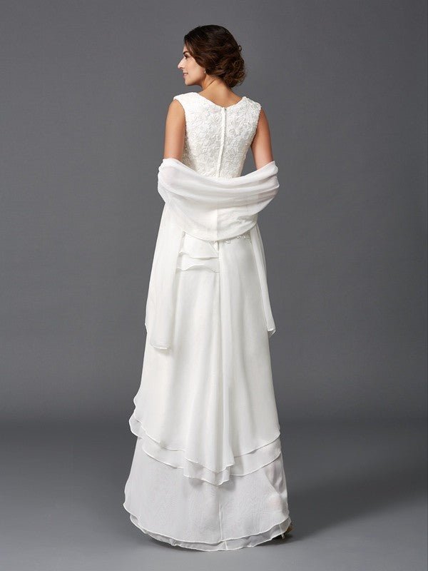 NumberSea - A - Line/Princess Scoop Lace Sleeveless Long Chiffon Mother of the Bride Dresses