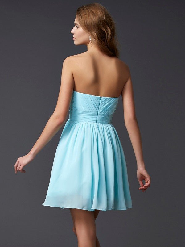 NumberSea - A - Line/Princess Sleeveless Sweetheart Beading Short Chiffon Homecoming Dresses