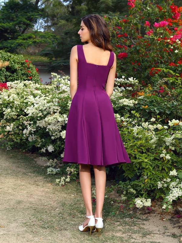 NumberSea - A - Line/Princess Square Sleeveless Short Chiffon Bridesmaid Dresses