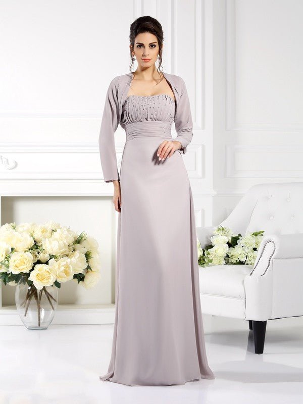 NumberSea - A - Line/Princess Strapless Beading Sleeveless Long Chiffon Mother of the Bride Dresses