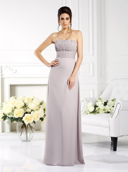 NumberSea - A - Line/Princess Strapless Beading Sleeveless Long Chiffon Mother of the Bride Dresses