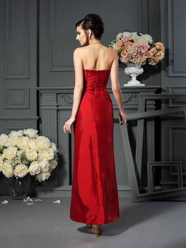 NumberSea - A - Line/Princess Strapless Hand - Made Flower Sleeveless Long Taffeta Mother of the Bride Dresses