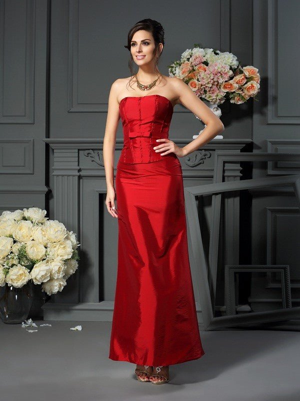 NumberSea - A - Line/Princess Strapless Hand - Made Flower Sleeveless Long Taffeta Mother of the Bride Dresses