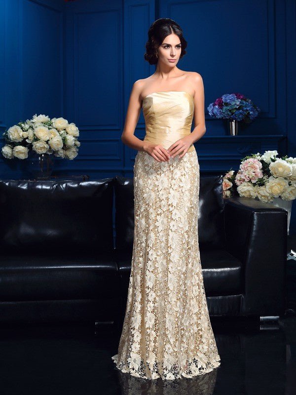 NumberSea - A - Line/Princess Strapless Lace Sleeveless Long Lace Mother of the Bride Dresses