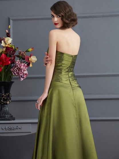 NumberSea - A - Line/Princess Strapless Sleeveless Beading Long Taffeta Mother of the Bride Dresses