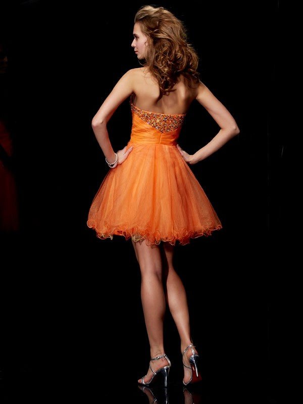 NumberSea - A - Line/Princess Strapless Sleeveless Beading Short Organza Homecoming Dresses