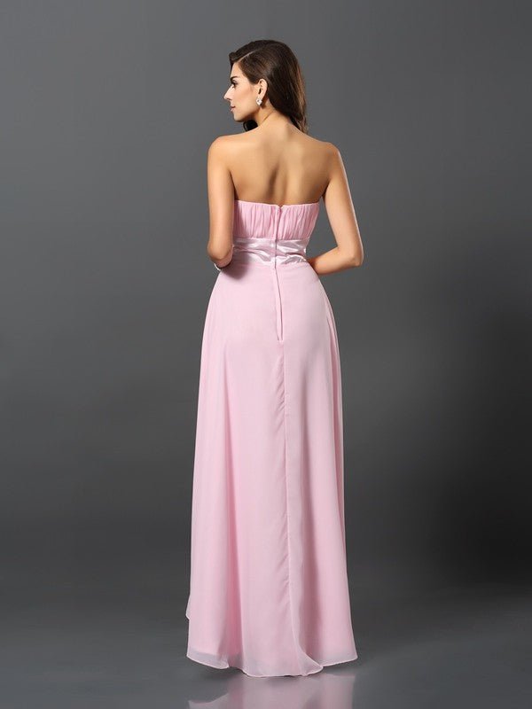 NumberSea - A - Line/Princess Strapless Sleeveless High Low Chiffon Bridesmaid Dresses