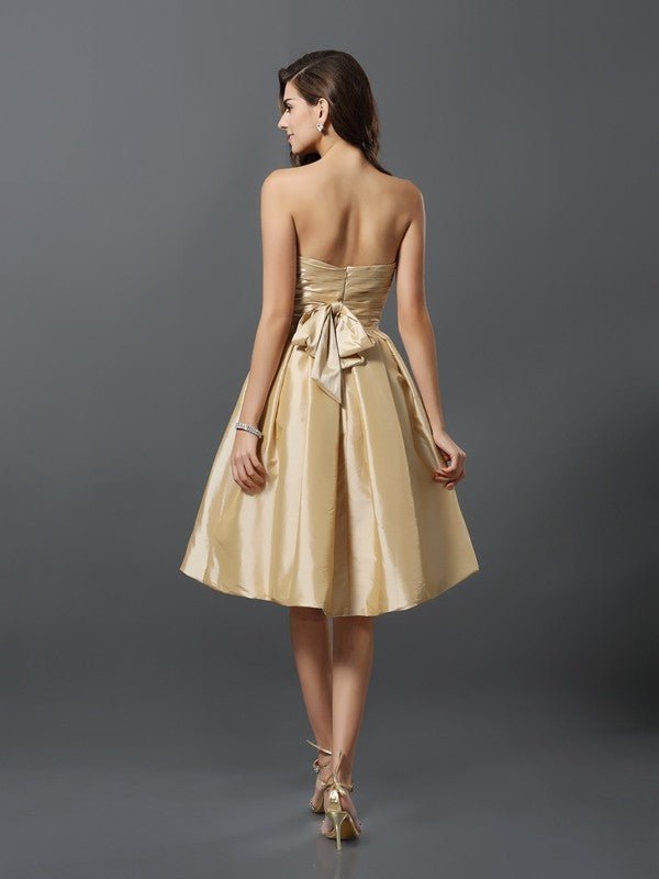 NumberSea - A - Line/Princess Strapless Sleeveless Short Taffeta Bridesmaid Dresses