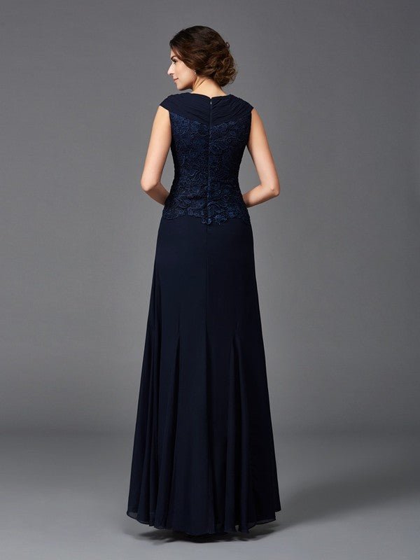 NumberSea - A - Line/Princess Straps Lace Sleeveless Long Chiffon Mother of the Bride Dresses