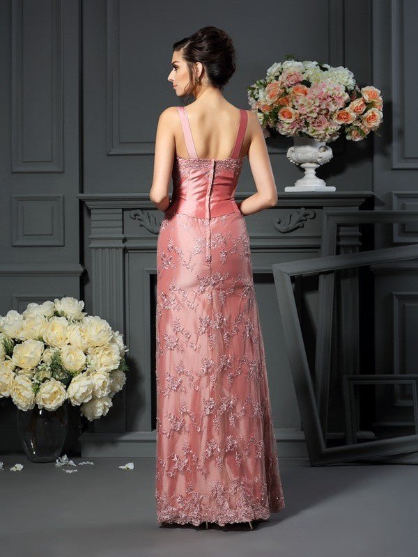 NumberSea - A - Line/Princess Straps Lace Sleeveless Long Taffeta Mother of the Bride Dresses