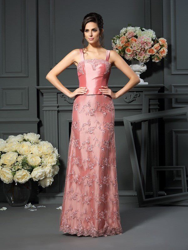 NumberSea - A - Line/Princess Straps Lace Sleeveless Long Taffeta Mother of the Bride Dresses