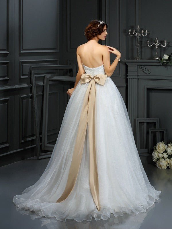 NumberSea - A - Line/Princess Sweetheart Applique Sleeveless Long Organza Wedding Dresses