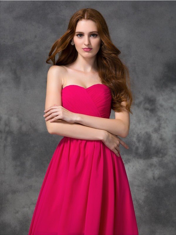 NumberSea - A - line/Princess Sweetheart Beading Sleeveless High Low Chiffon Bridesmaid Dresses