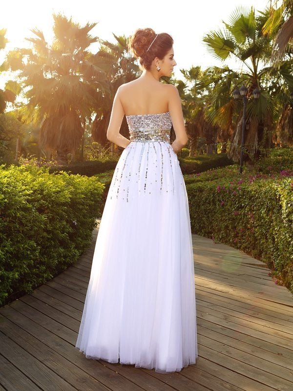 NumberSea - A - Line/Princess Sweetheart Beading Sleeveless Long Organza