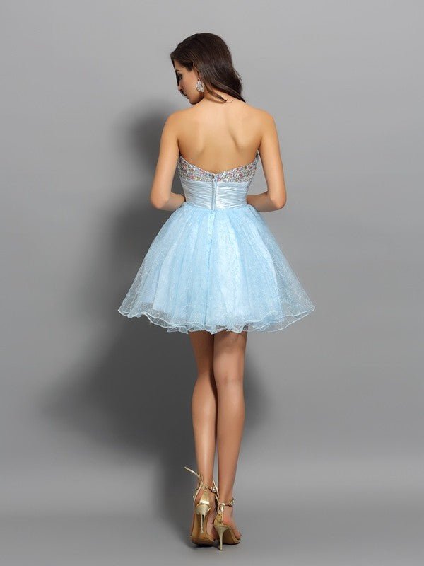 NumberSea - A - Line/Princess Sweetheart Beading Sleeveless Short Chiffon Cocktail Dresses