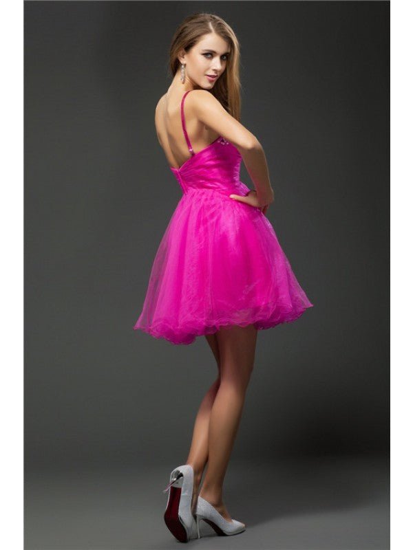 NumberSea - A - Line/Princess Sweetheart Beading Sleeveless Short Organza Cocktail Dresses