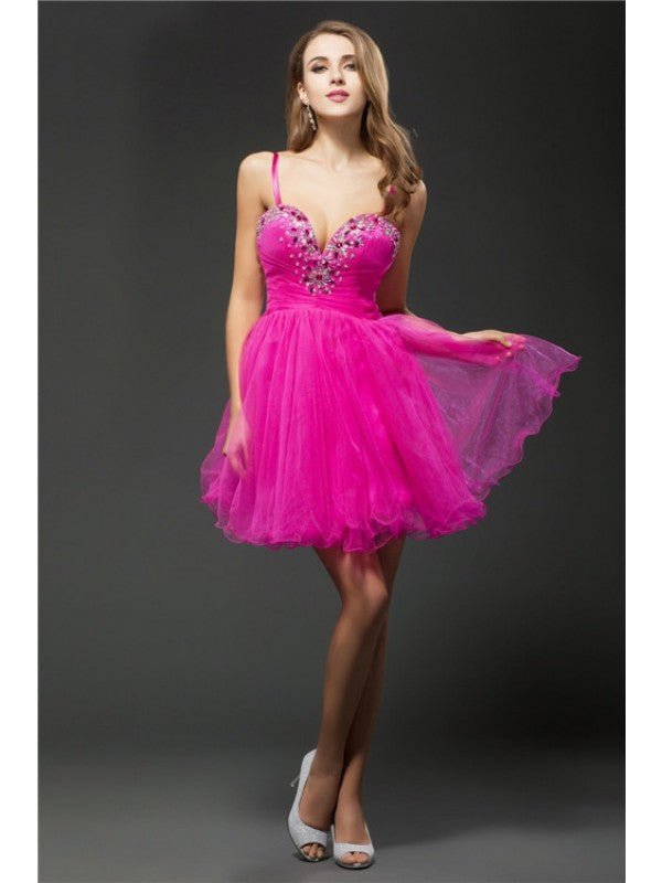 NumberSea - A - Line/Princess Sweetheart Beading Sleeveless Short Organza Cocktail Dresses