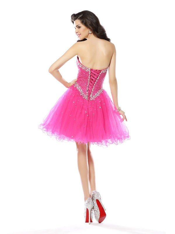 NumberSea - A - Line/Princess Sweetheart Beading Sleeveless Short Tulle Cocktail Dresses