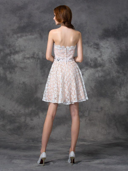 NumberSea - A - line/Princess Sweetheart Lace Sleeveless Short Lace Cocktail Dresses