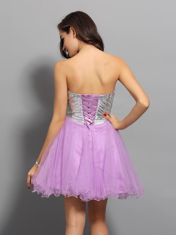 NumberSea - A - Line/Princess Sweetheart Ruffles Sleeveless Short Organza Cocktail Dresses