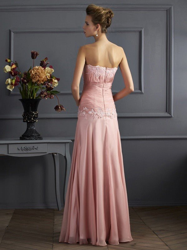 NumberSea - A - Line/Princess Sweetheart Sleeveless Applique Long Chiffon Mother of the Bride Dresses