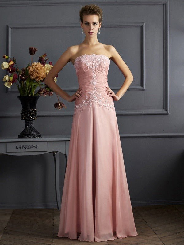 NumberSea - A - Line/Princess Sweetheart Sleeveless Applique Long Chiffon Mother of the Bride Dresses