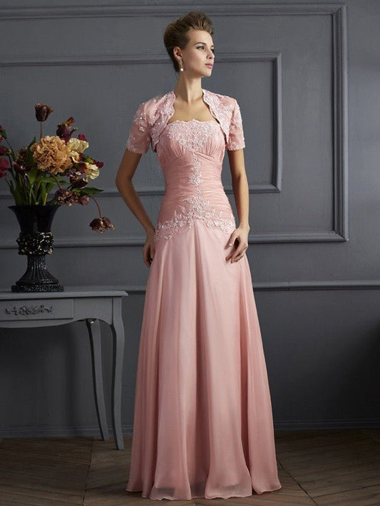 NumberSea - A - Line/Princess Sweetheart Sleeveless Applique Long Chiffon Mother of the Bride Dresses