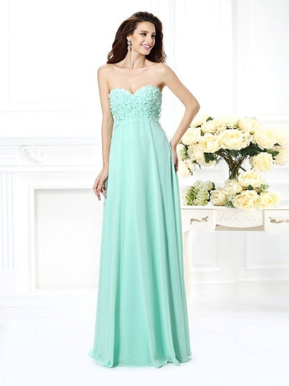 NumberSea - A - Line/Princess Sweetheart Sleeveless Long Chiffon Bridesmaid Dresses