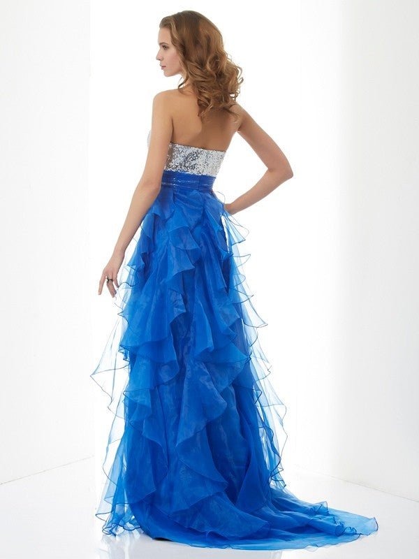 NumberSea - A - Line/Princess Sweetheart Sleeveless Paillette Long Satin Dresses