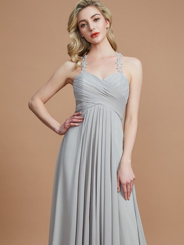 NumberSea - A - Line/Princess Sweetheart Sleeveless Ruched Floor - Length Chiffon Bridesmaid Dresses