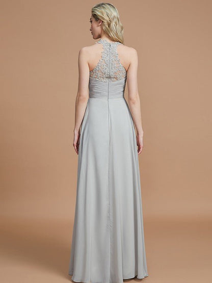 NumberSea - A - Line/Princess Sweetheart Sleeveless Ruched Floor - Length Chiffon Bridesmaid Dresses