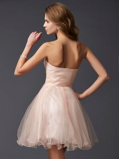 NumberSea - A - Line/Princess Sweetheart Sleeveless Short Silk like Satin Homecoming Dresses