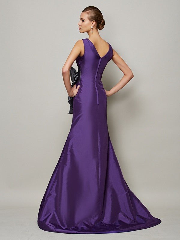 NumberSea - A - Line/Princess V - neck Sleeveless Sash/Ribbon/Belt Long Taffeta Dresses