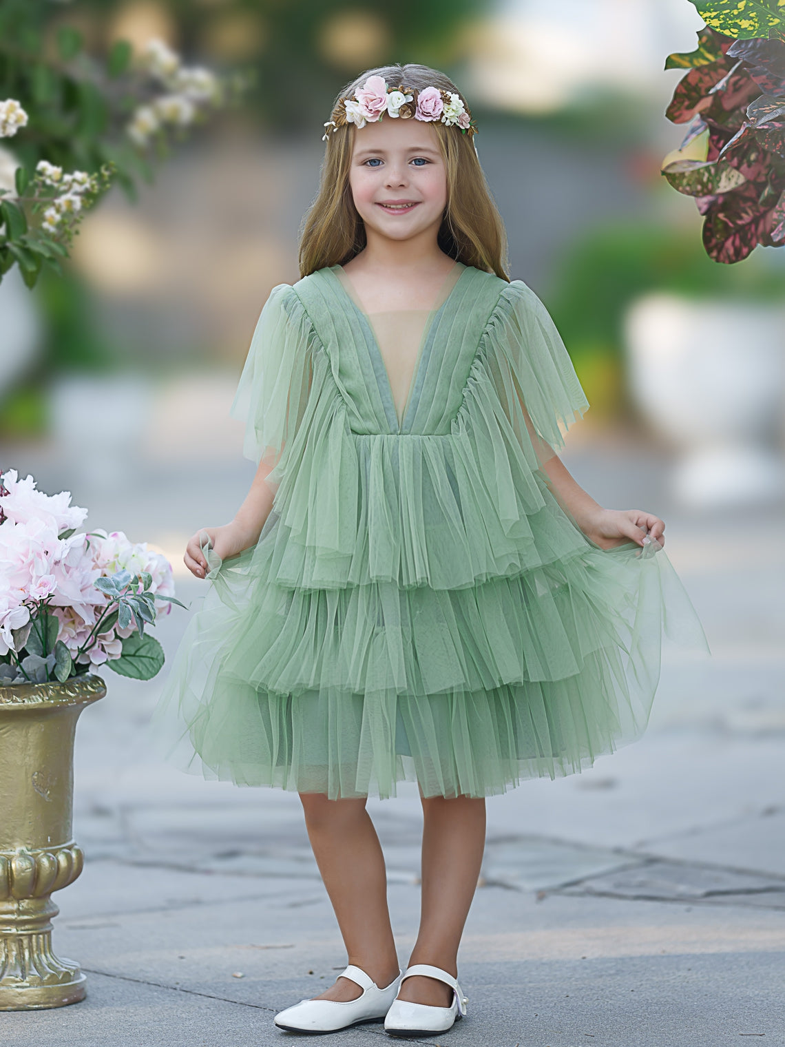 Enchanted Garden Fairy Elegant Tulle Toddler Flower Girl Dress