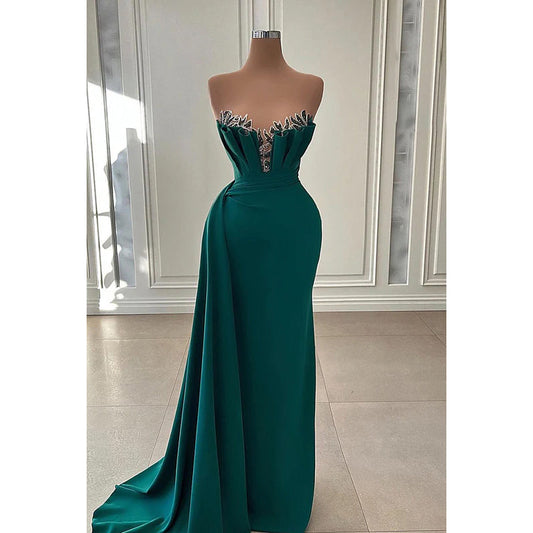 Elegant Deep V-Neck Off-Shoulder Sleeveless Sheath Party Prom Dress