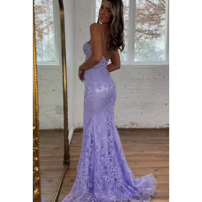 Glamorous & Dramatic Sweetheart Sleeveless Mermaid Applique Party Prom Dress