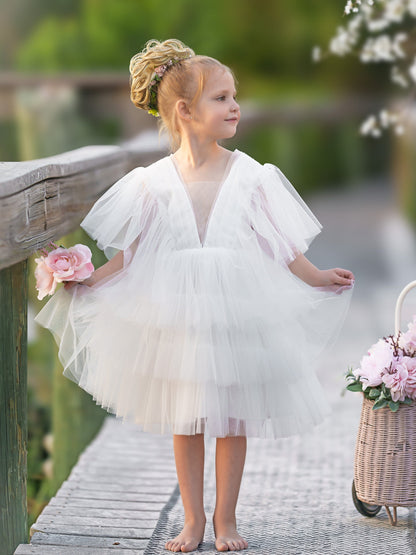 Enchanted Garden Fairy Elegant Tulle Toddler Flower Girl Dress